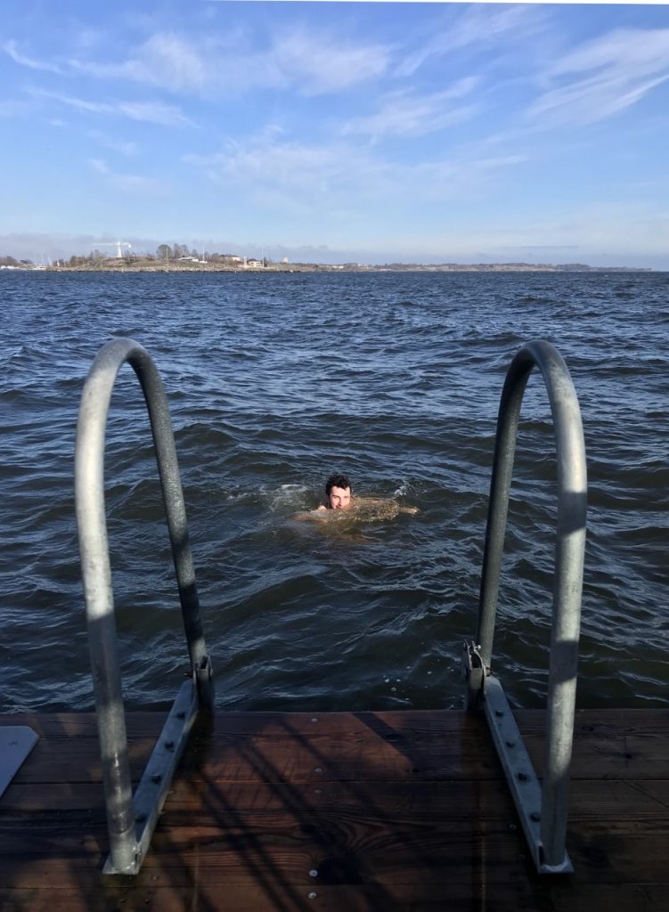 Jake Berger swims in the Baltic Sea.