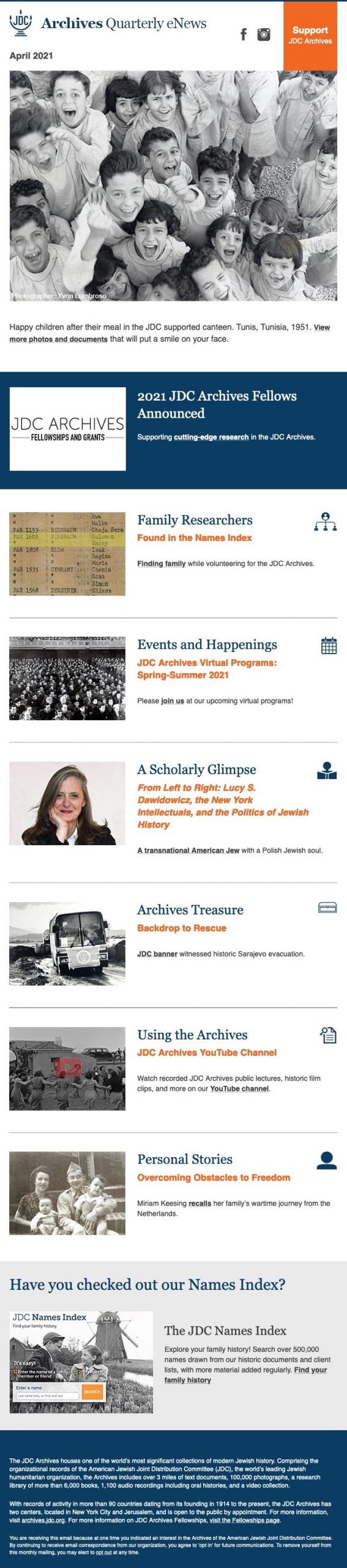 2021 Fellowships Announced, Finding Family in the Archives, Review of Lucy Dawidowicz Biography