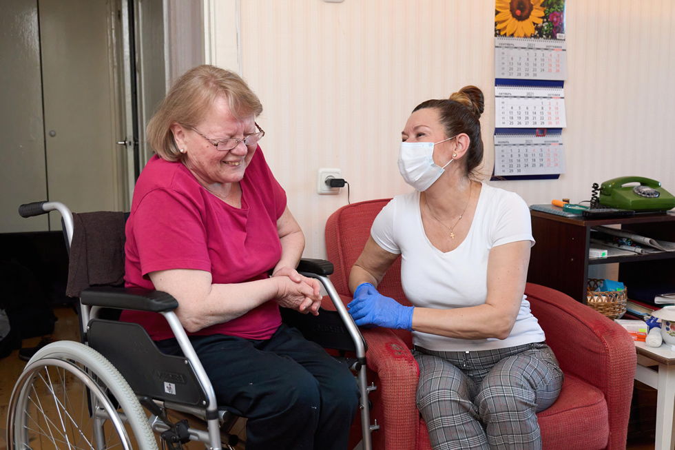 Tamar Gotlib (left) with her homecare worker