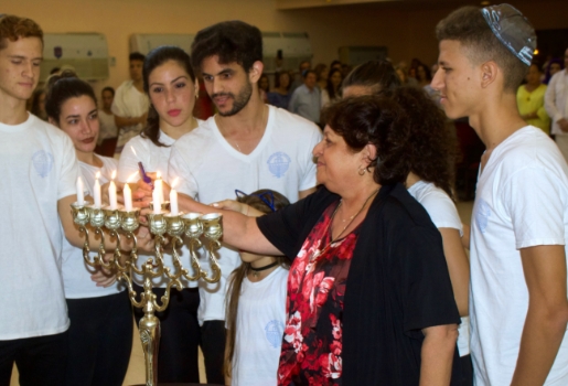 Community members celebrate Chanukah the Patronato Synagogue in Havana, Cuba. 
