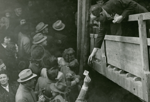 Jewish displaced persons from Austria wait to board a ship bound for the United States in Lisbon, Portugal. 1946. 